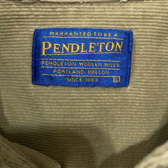 Pendleton Corduroy Button Up Shirt Mens Sz L Brown Elbow Pads Pocket - Picture 3 of 7
